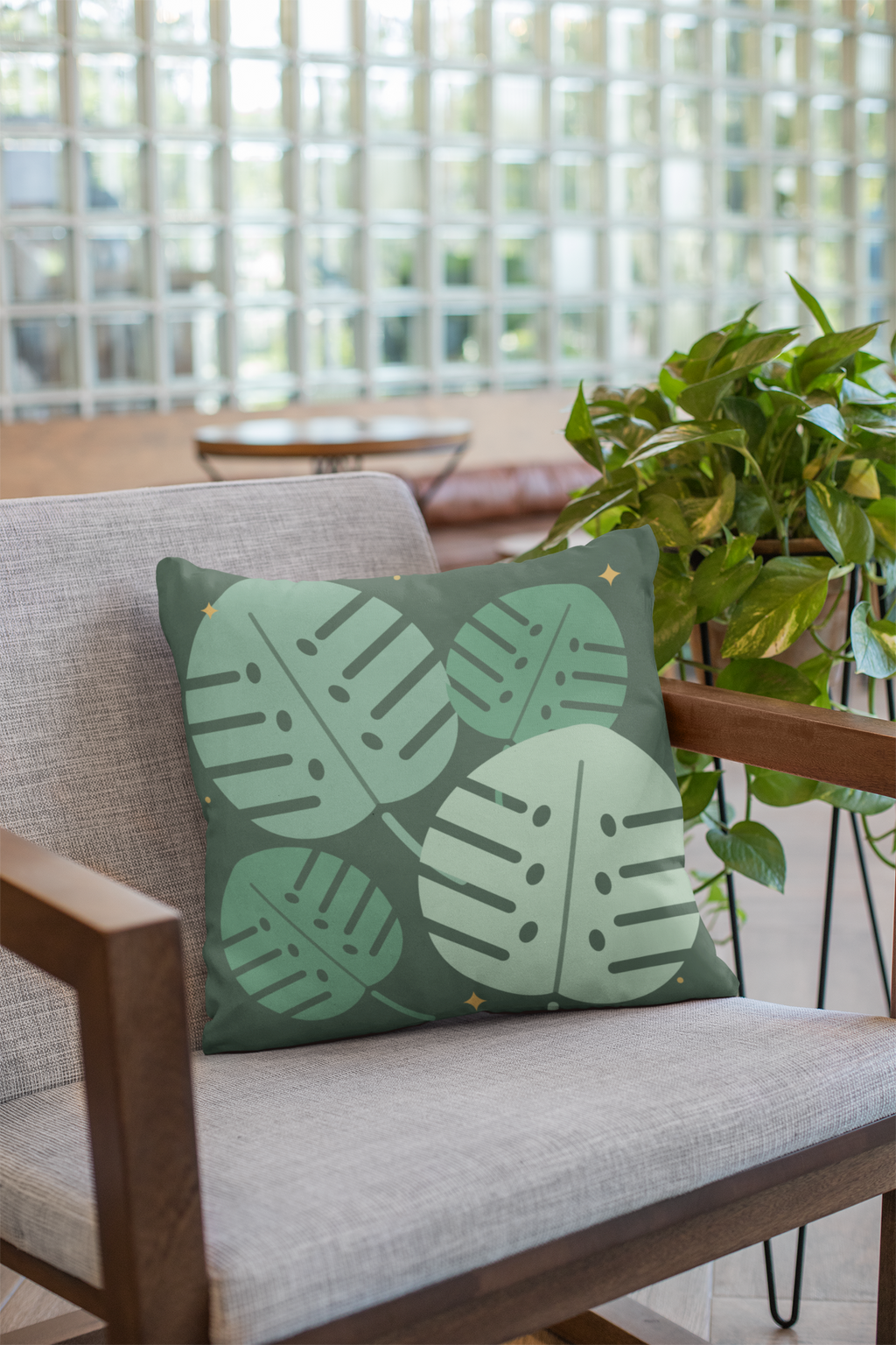 Botanical Leaf throw pillow, product photo 4