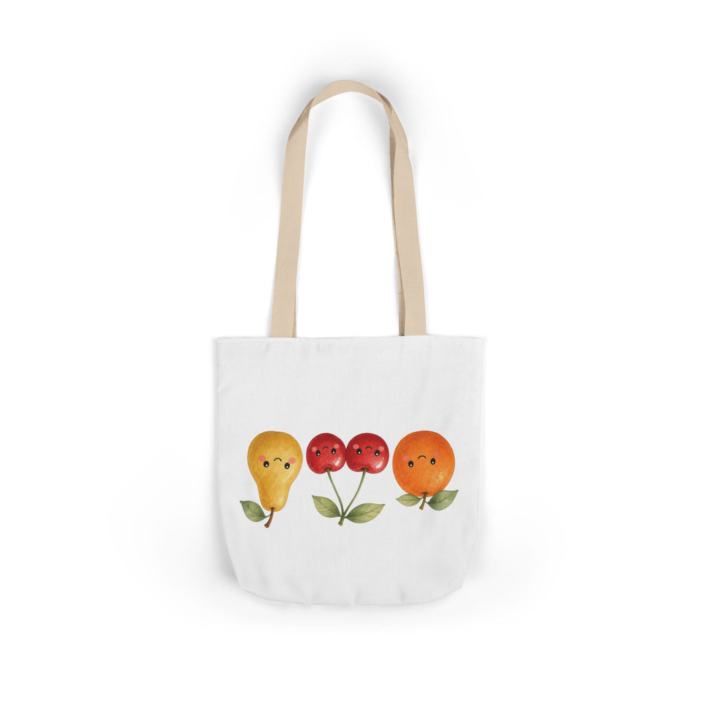 Cute Fruit Friends Canvas Tote Bag, beige, flat lay, alternate angle 2