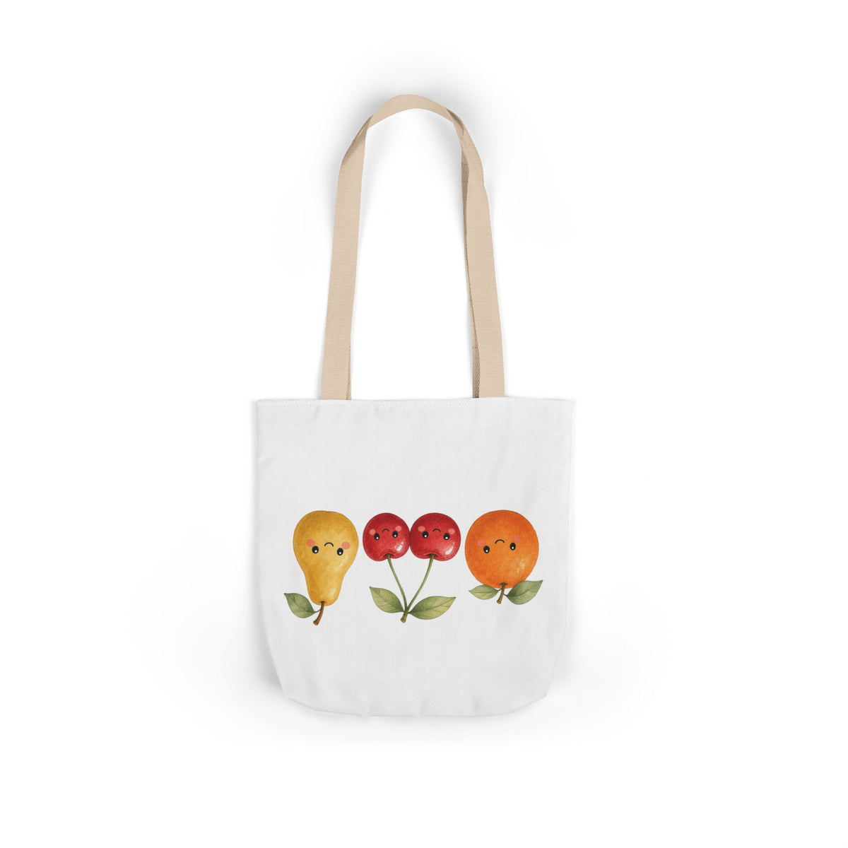Cute Fruit Friends Canvas Tote Bag, beige, flat lay, alternate angle 2