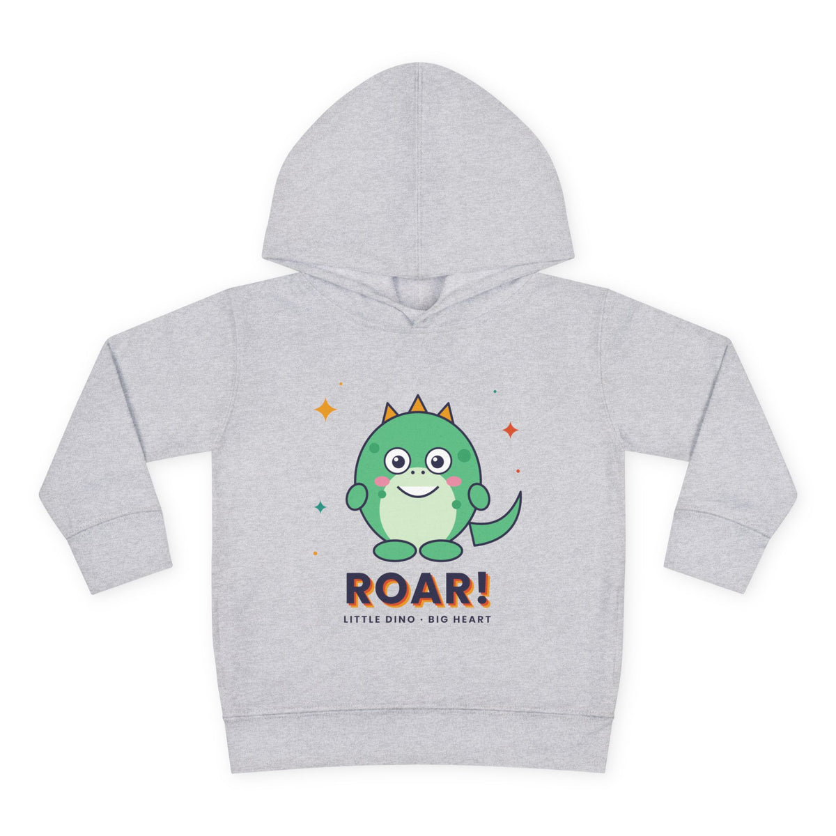 Toddler Hoodie - Cute Green Dinosaur ROAR! Pullover for Babies & Toddlers, Heather, product photo