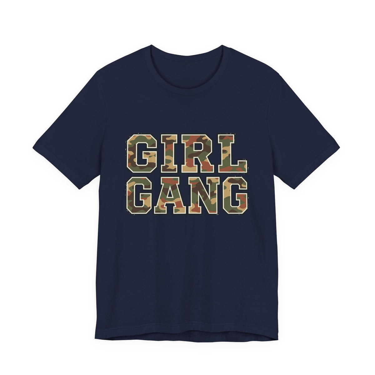 Camo Lettering GIRL GANG Tee | Camo Print Lettered Shirt