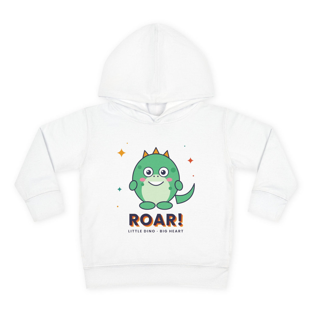Toddler Hoodie - Cute Green Dinosaur ROAR! Pullover for Babies & Toddlers, White, product photo
