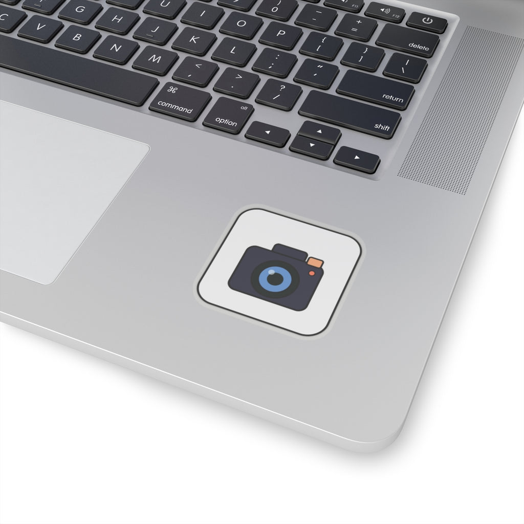 Camera Icon Kiss-Cut Sticker — Minimal Photography Laptop Decal