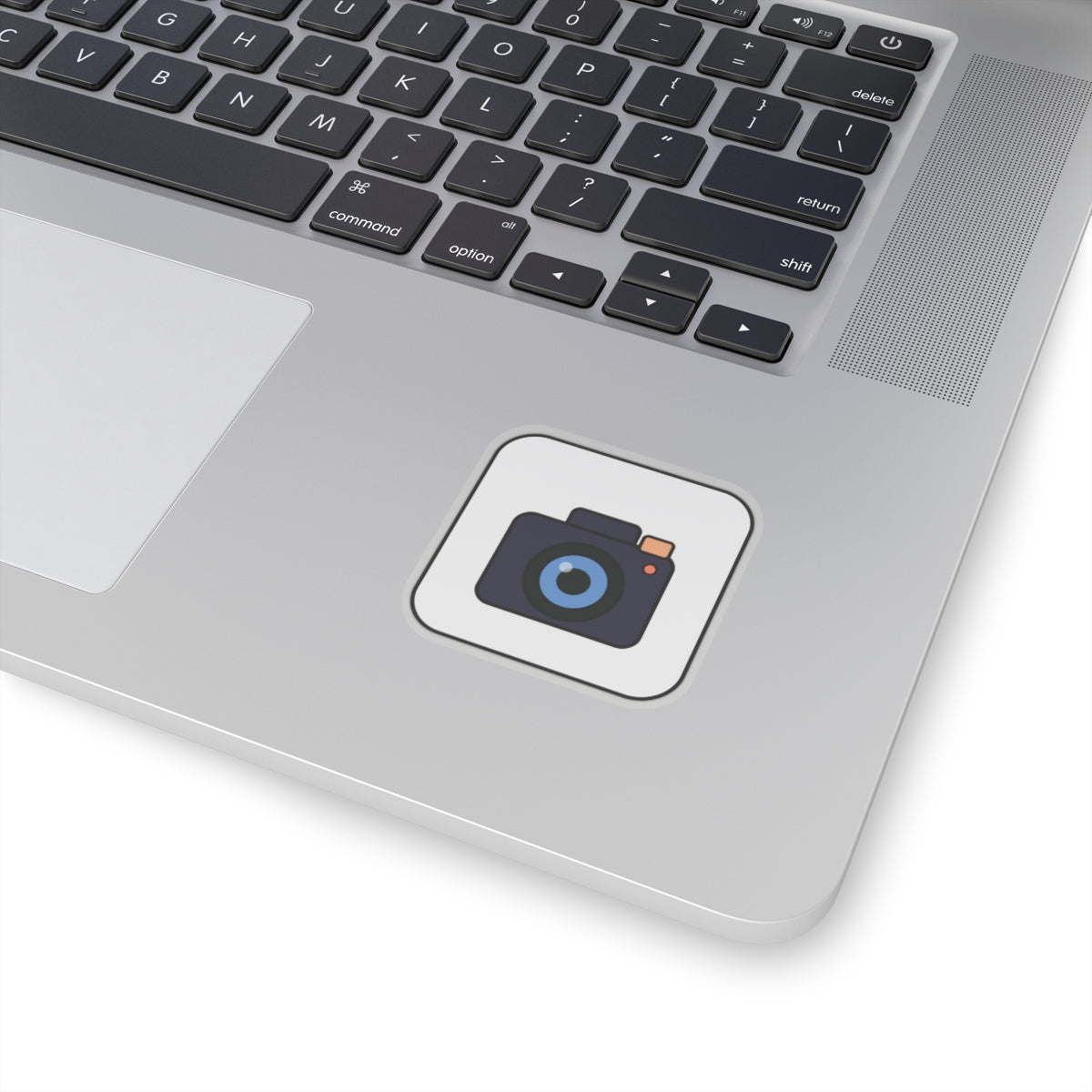 Camera Icon Kiss-Cut Sticker — Minimal Photography Laptop Decal