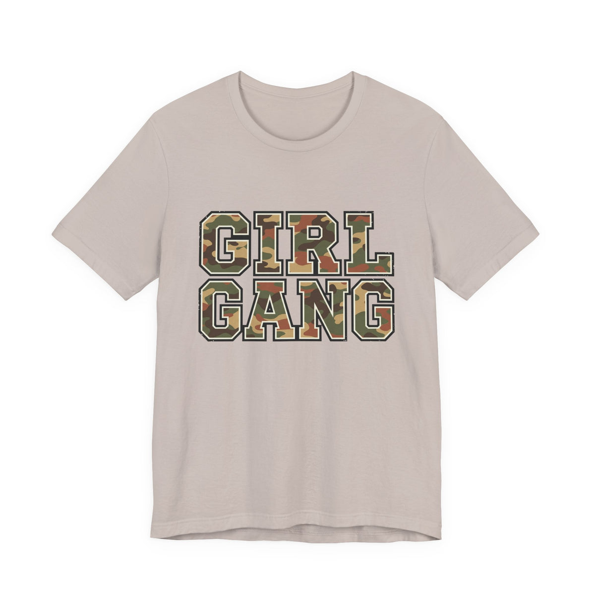 Camo Lettering GIRL GANG Tee | Camo Print Lettered Shirt