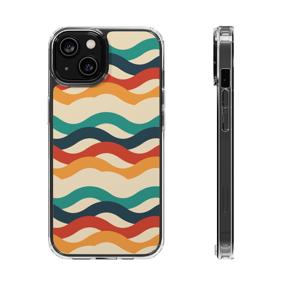 Retro wave clear impact-resistant phone case, product photo 12