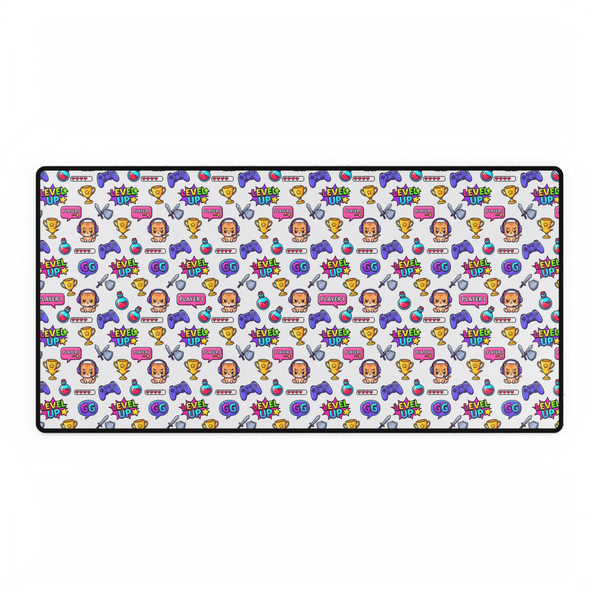Level Up Anime Gamer Pattern desk mat, product photo 1