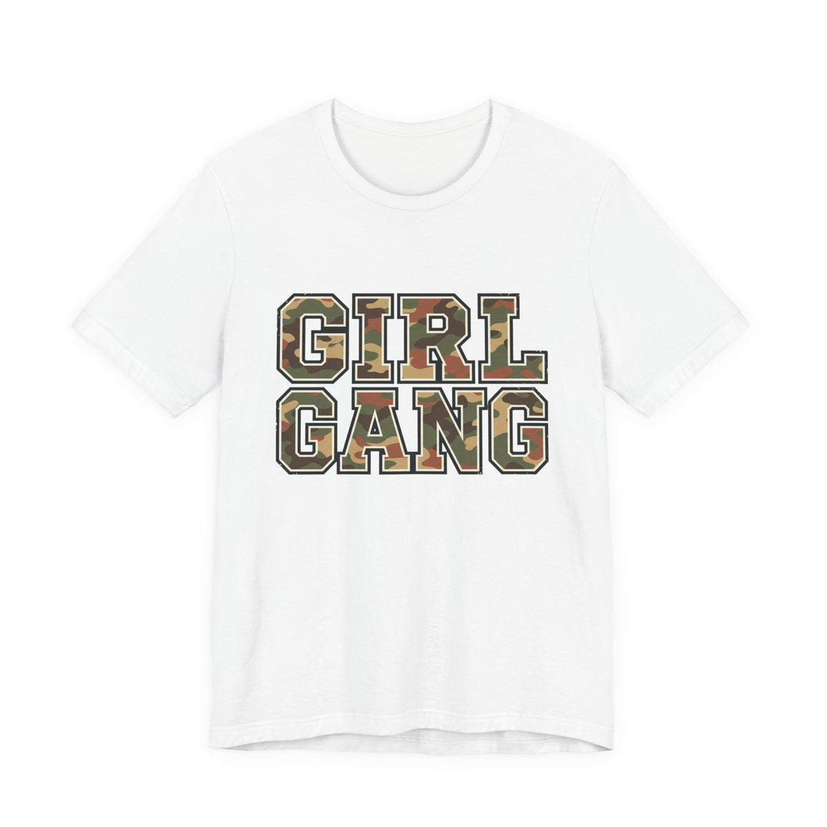 Camo Lettering GIRL GANG Tee | Camo Print Lettered Shirt