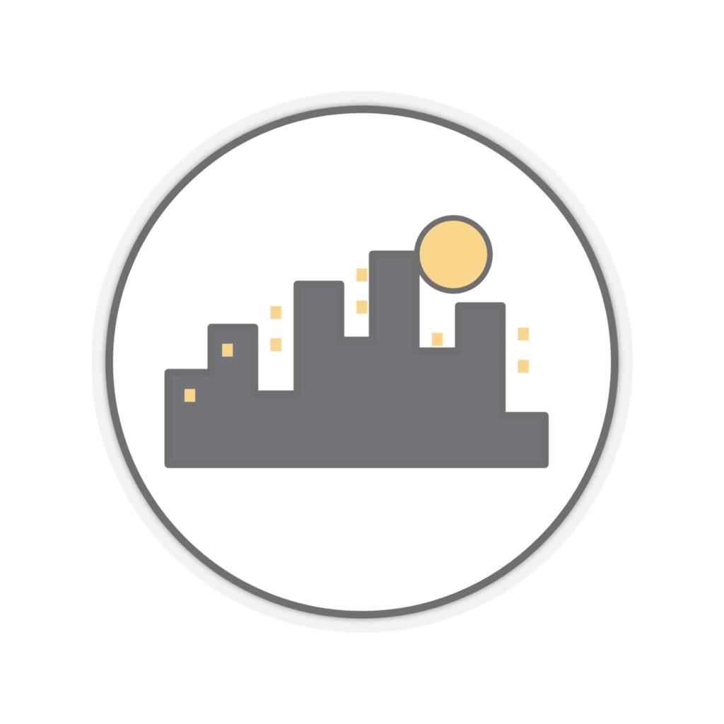 City Skyline Kiss-Cut Sticker — Minimal Nightscape Laptop Decal