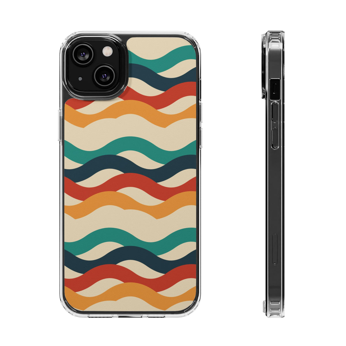 Retro wave clear impact-resistant phone case, product photo 14