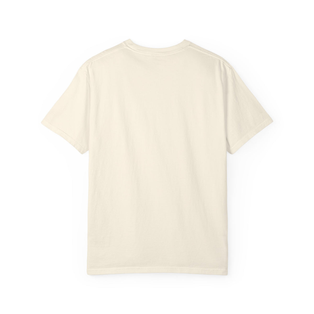 OFF DUTY Graphic T-Shirt, ivory, shown from the back to highlight the plain crewneck fabric color.
