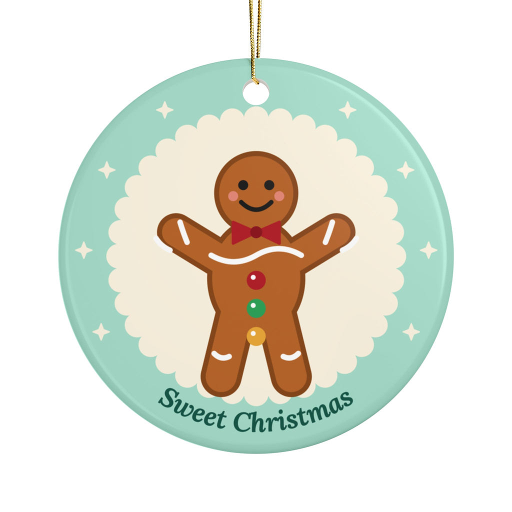 Gingerbread 'Sweet Christmas' ceramic ornament, product photo 2