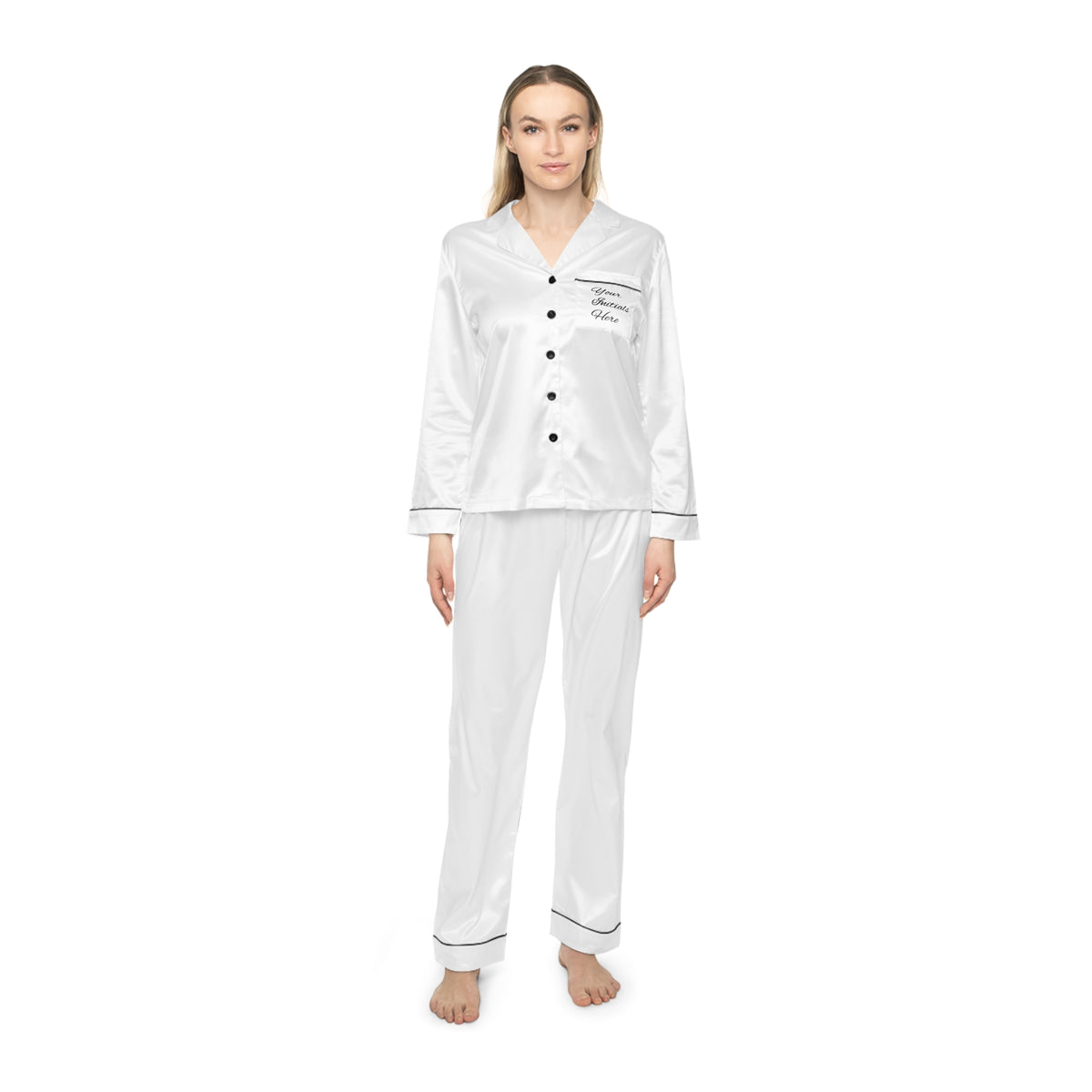 Women's Satin Pajama Set — Luxe Silk-Feel Sleepwear (Personalizable AOP)