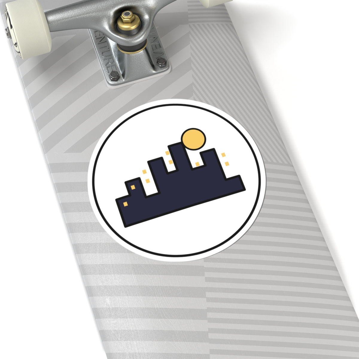 City Skyline Kiss-Cut Sticker — Minimal Nightscape Laptop Decal
