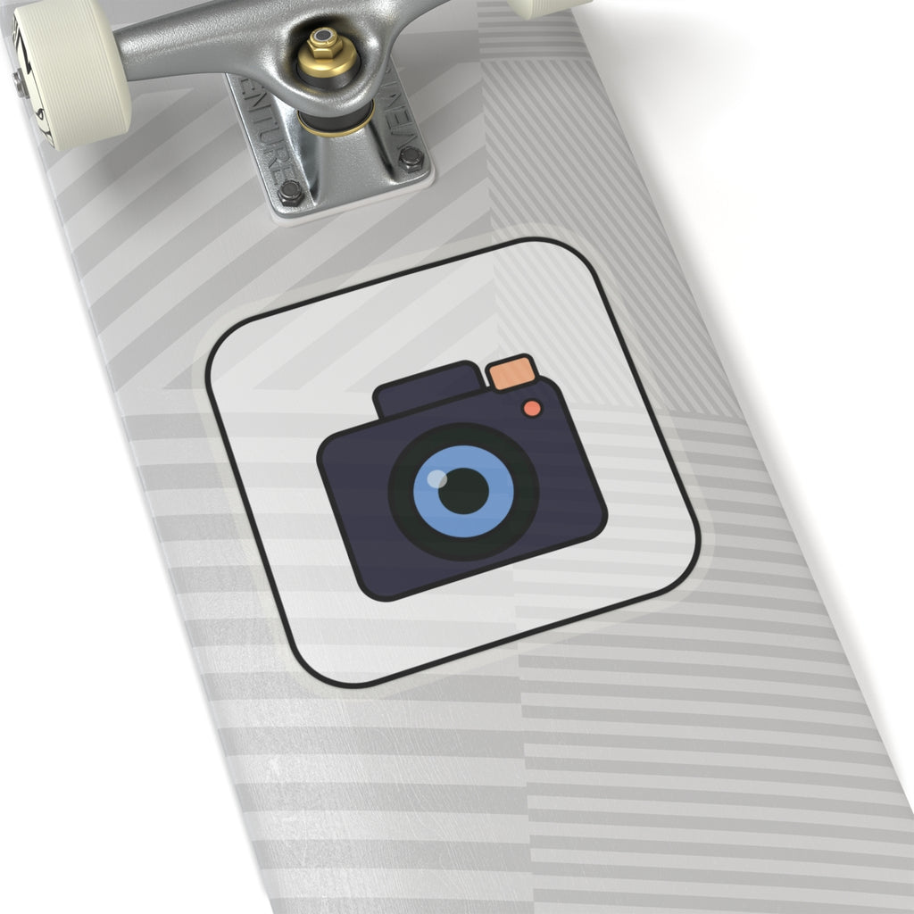 Camera Icon Kiss-Cut Sticker — Minimal Photography Laptop Decal