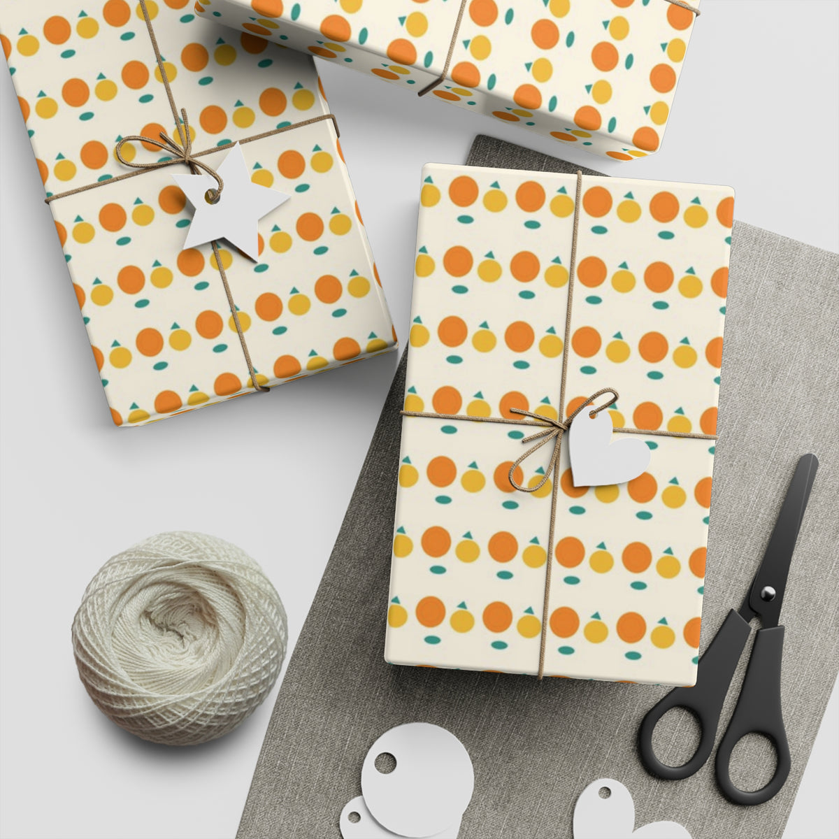 Autumn Gift Wrap Sheet — Harvest Pumpkin Polka Wrapping Paper