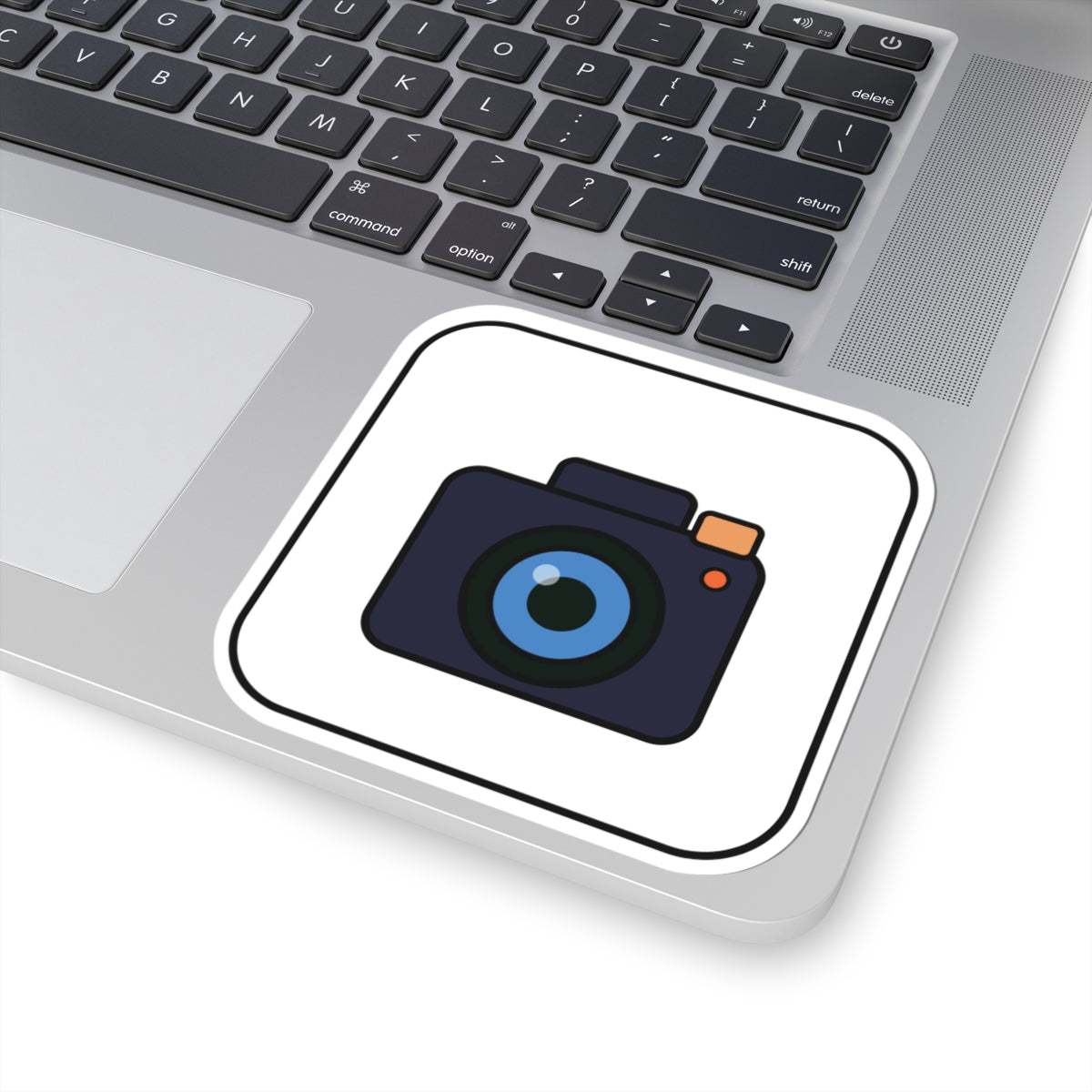 Camera Icon Kiss-Cut Sticker — Minimal Photography Laptop Decal