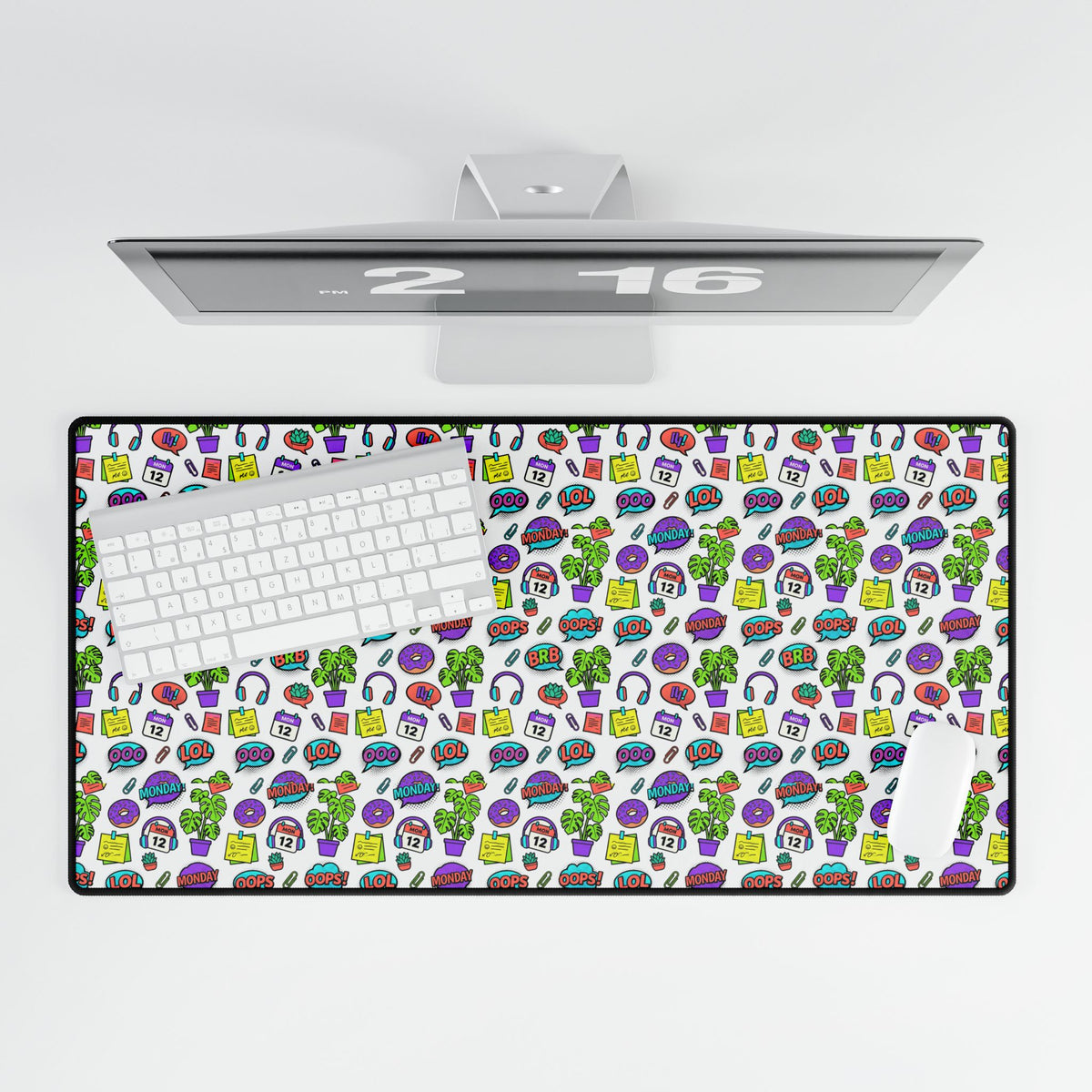 Cute Kawaii Tech & Snack Pattern desk mat, product photo 4