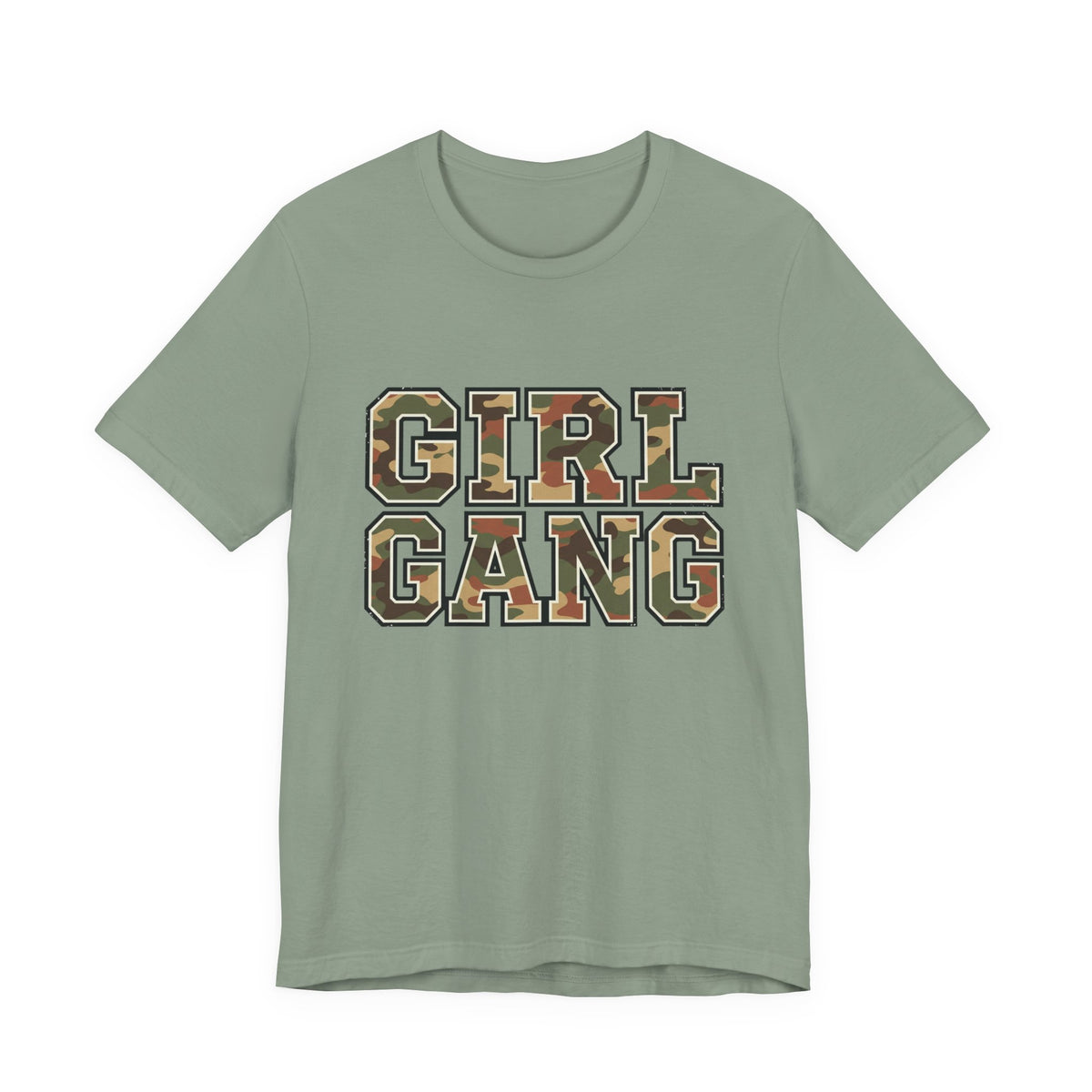 Camo Lettering GIRL GANG Tee | Camo Print Lettered Shirt