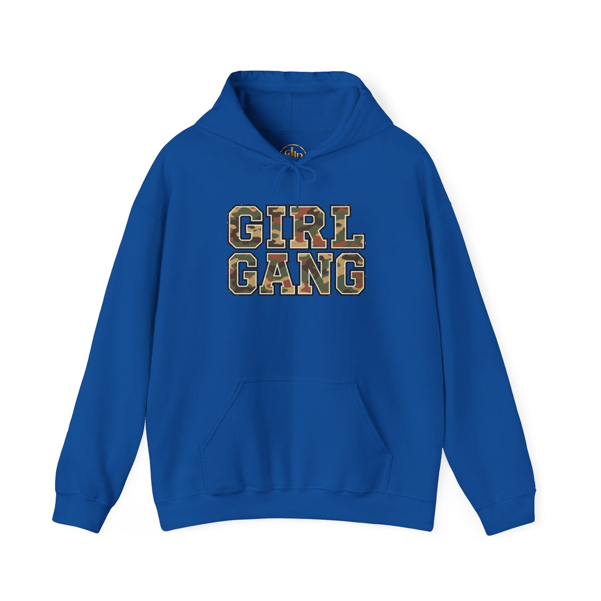 Camo Lettering "Girl Gang" Hoodie | Camouflage Text Streetwear