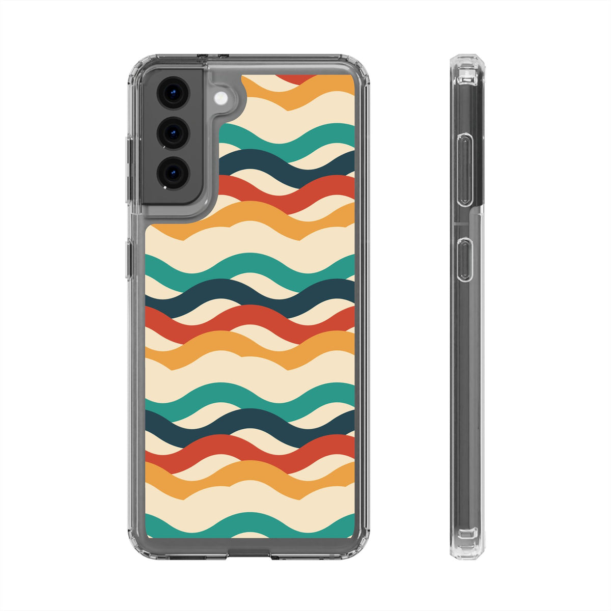 Retro wave clear impact-resistant phone case, product photo 6