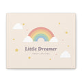 Canvas wall art with 'Little Dreamer' rainbow nursery design, 10x8 horizontal, front view