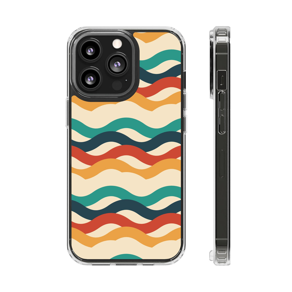 Retro wave clear impact-resistant phone case, product photo 4