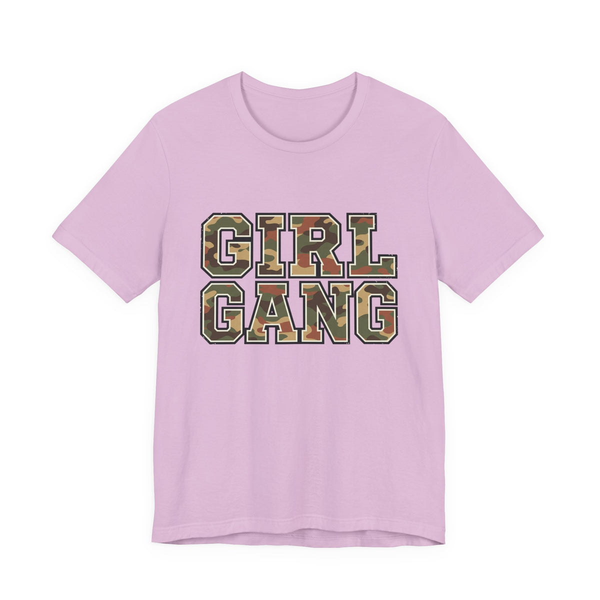 Camo Lettering GIRL GANG Tee | Camo Print Lettered Shirt