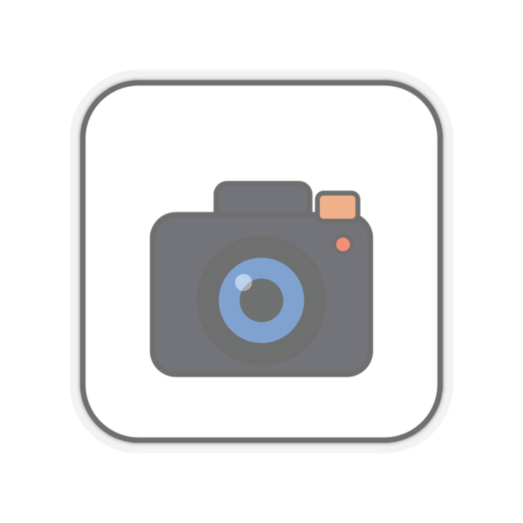 Camera Icon Kiss-Cut Sticker — Minimal Photography Laptop Decal