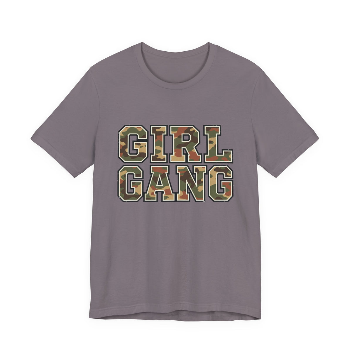 Camo Lettering GIRL GANG Tee | Camo Print Lettered Shirt