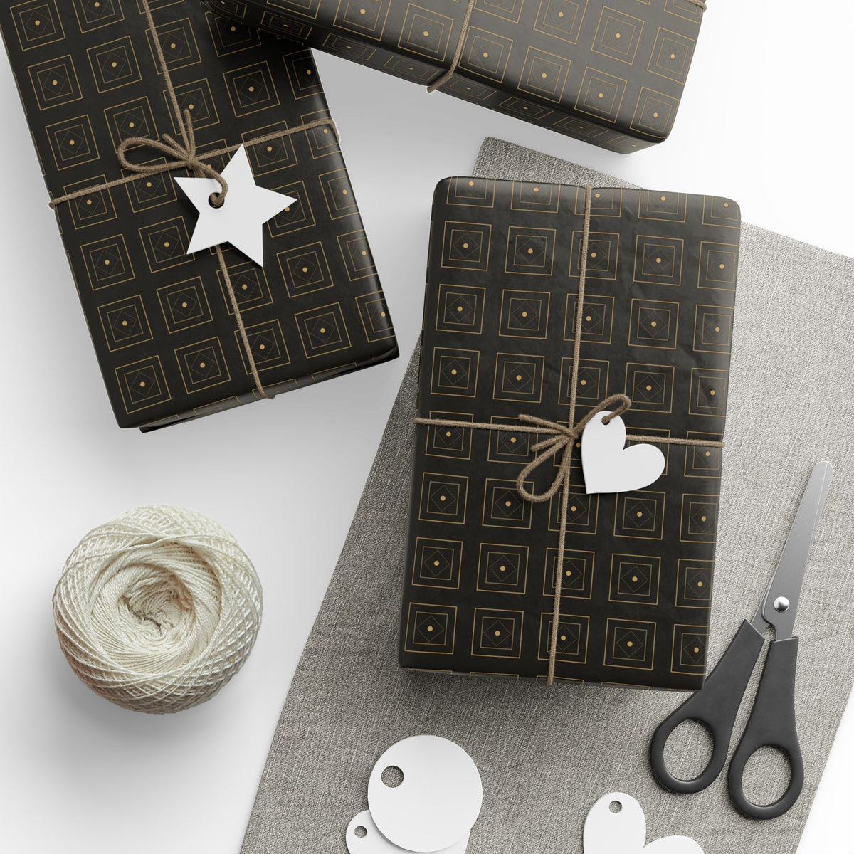Geometric Black Gold Wrapping Paper