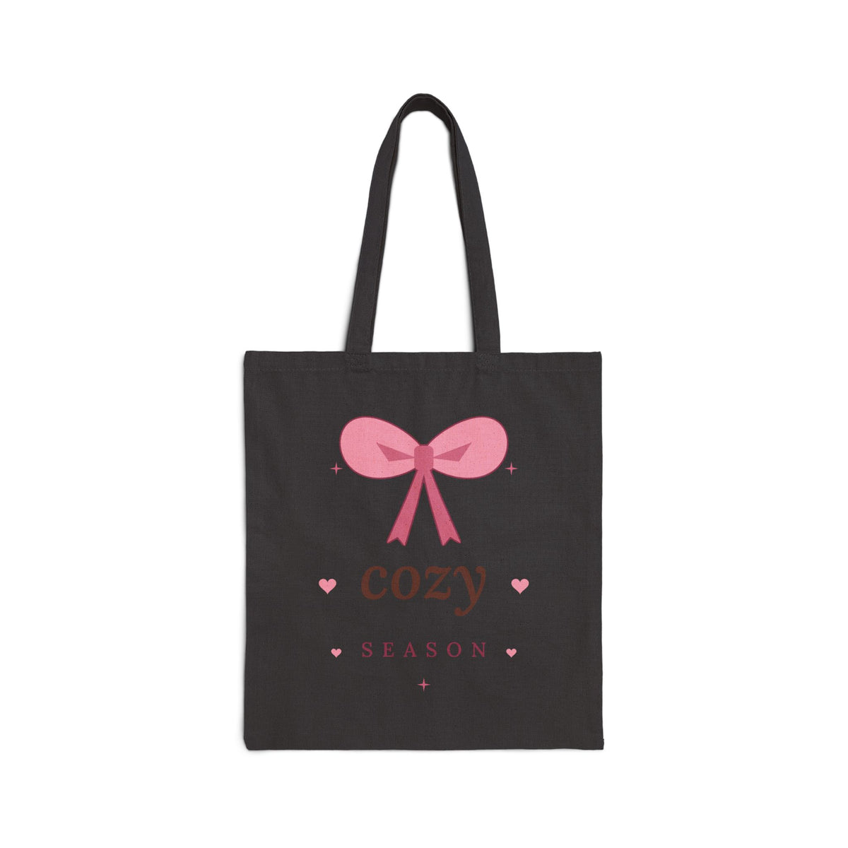 Cozy Season Canvas Tote Bag — Pink Bow Holiday Market Tote