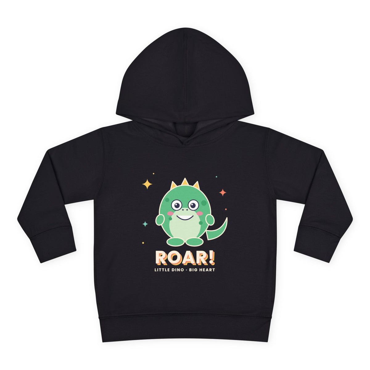 Toddler Hoodie - Cute Green Dinosaur ROAR! Pullover for Babies & Toddlers, Black, product photo