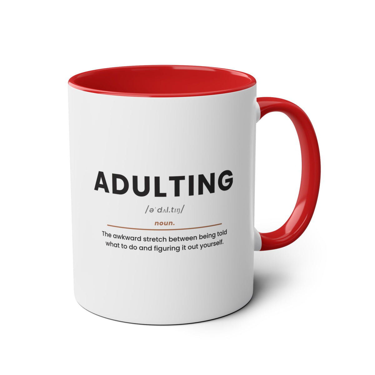 Adulting Definition Coffee Mug - 11oz Two-Tone Ceramic, Red, product photo