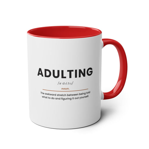 Adulting Definition Coffee Mug - 11oz Two-Tone Ceramic, Red, product photo