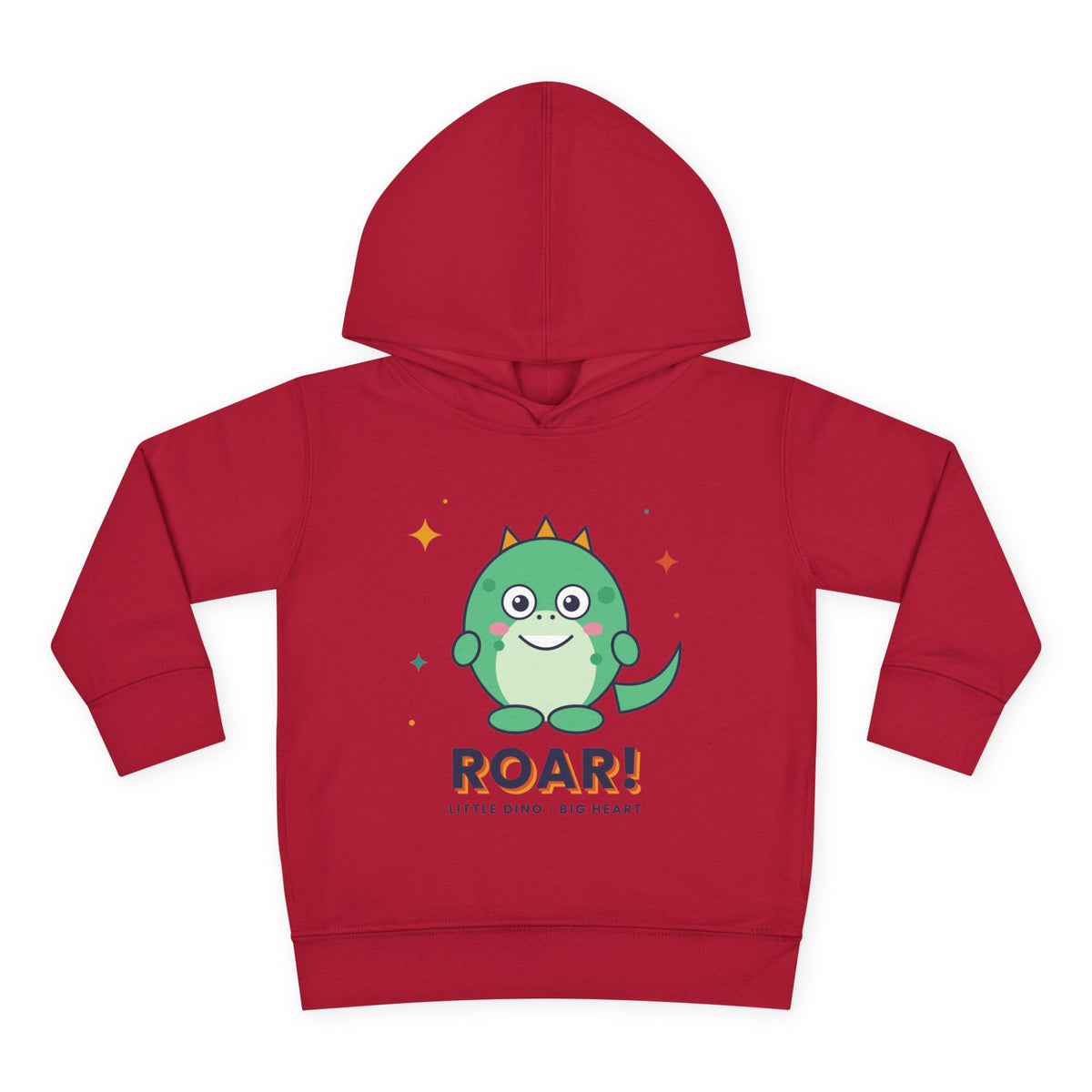 Toddler Hoodie - Cute Green Dinosaur ROAR! Pullover for Babies & Toddlers, Vintage Red, product photo