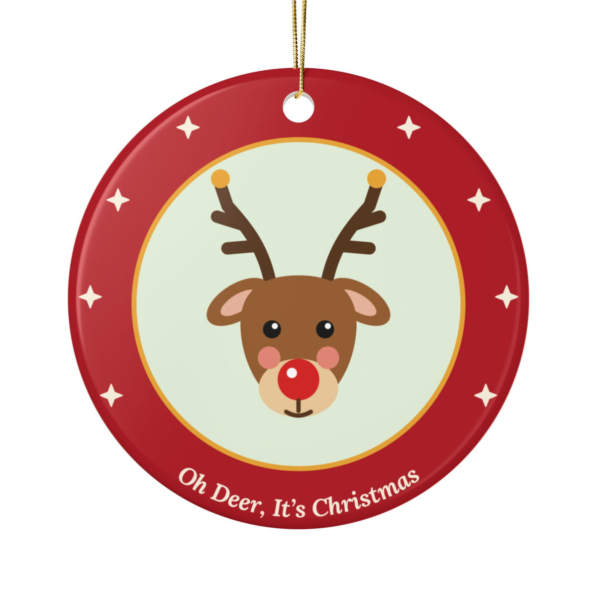 Reindeer ceramic Christmas ornament, product photo 1