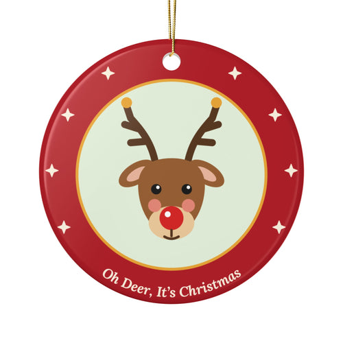 Reindeer ceramic Christmas ornament, product photo 1