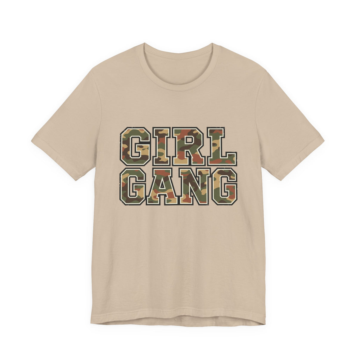 Camo Lettering GIRL GANG Tee | Camo Print Lettered Shirt