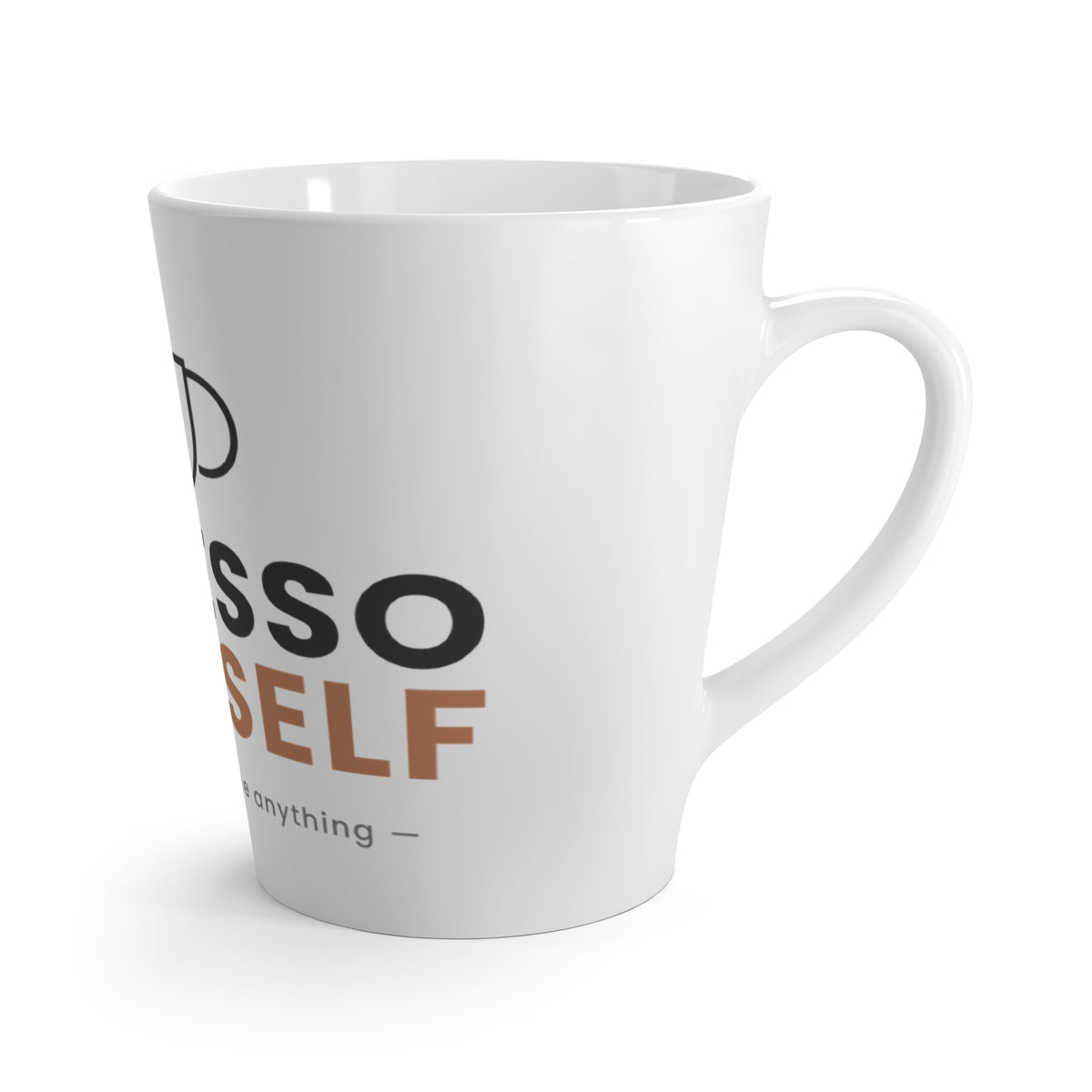 Latte mug with 'Espresso Yourself' quote, product photo 4