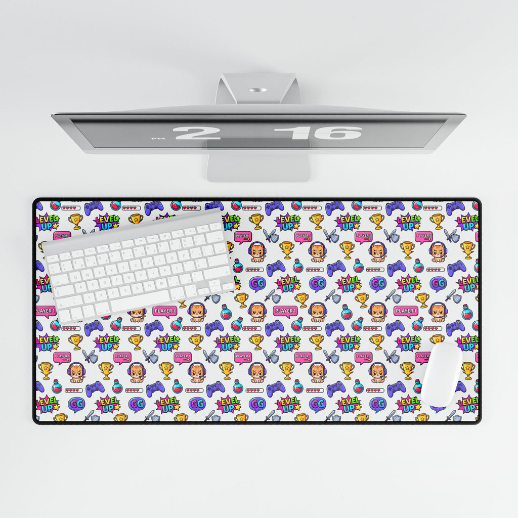 Level Up Anime Gamer Pattern desk mat, product photo 4