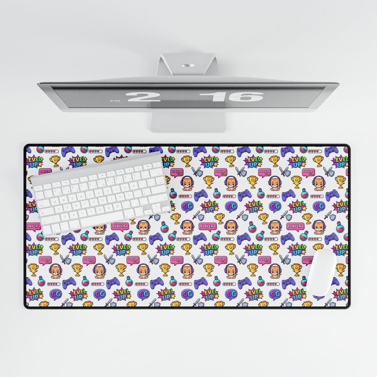 Level Up Anime Gamer Pattern desk mat, product photo 4