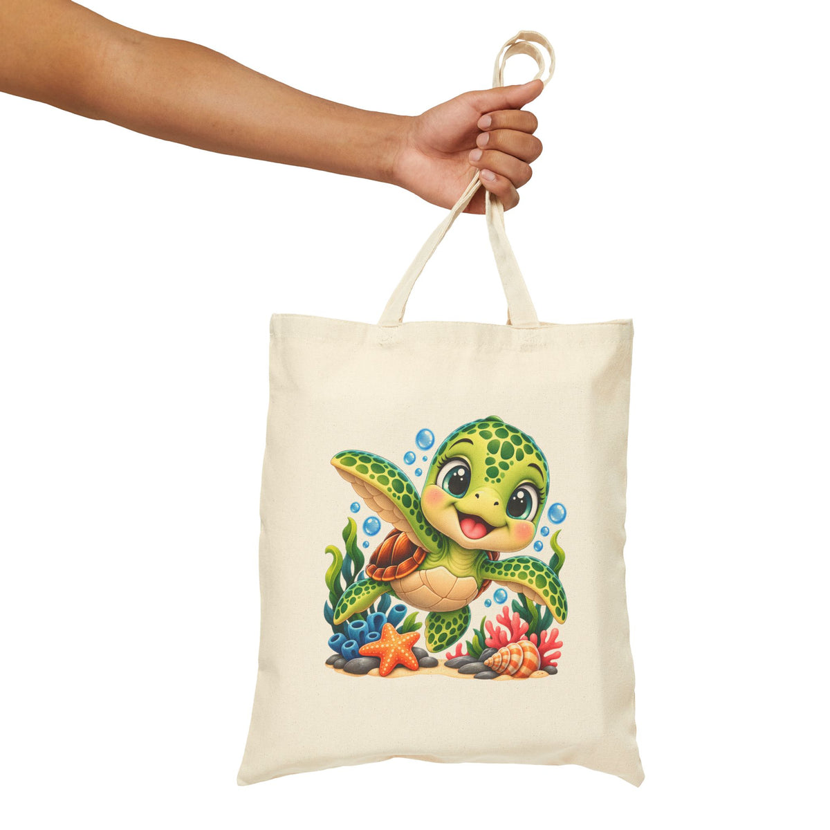 Cute Sea Turtle canvas tote bag, product photo 3