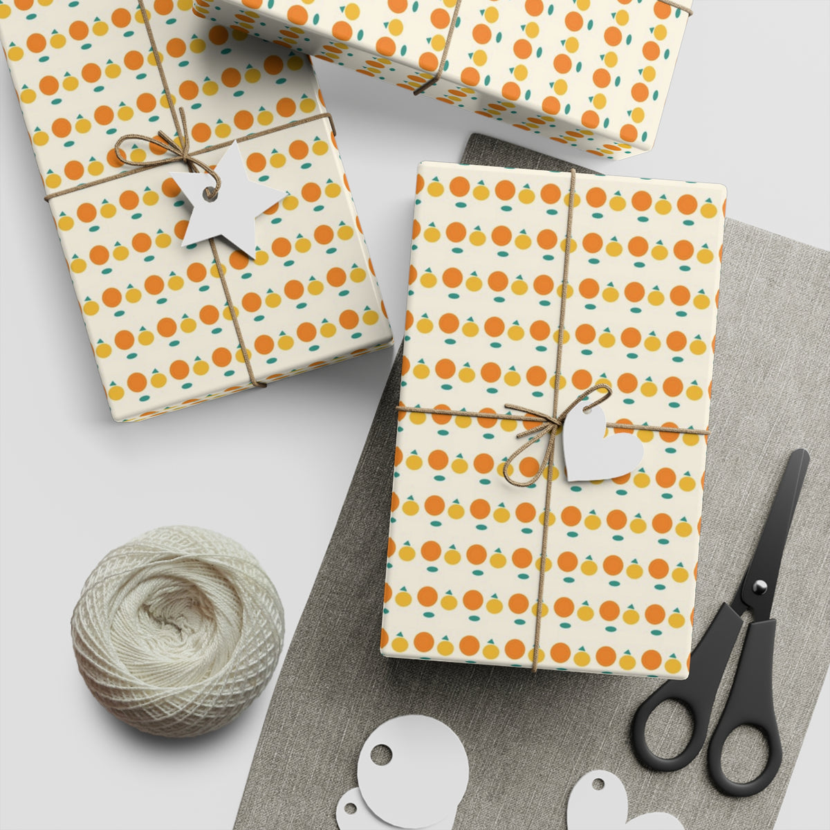 Autumn Gift Wrap Sheet — Harvest Pumpkin Polka Wrapping Paper