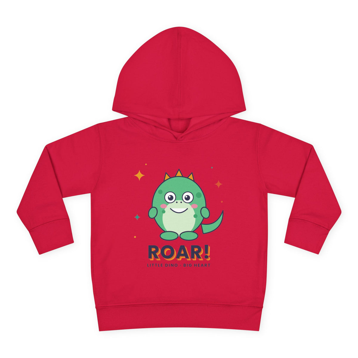 Toddler Hoodie - Cute Green Dinosaur ROAR! Pullover for Babies & Toddlers, Red, product photo