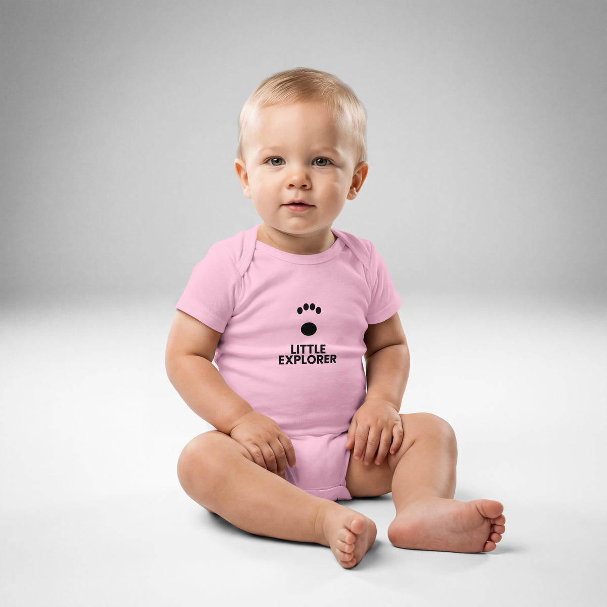 Little Explorer - Baby Jersey Bodysuit, Pink, front view