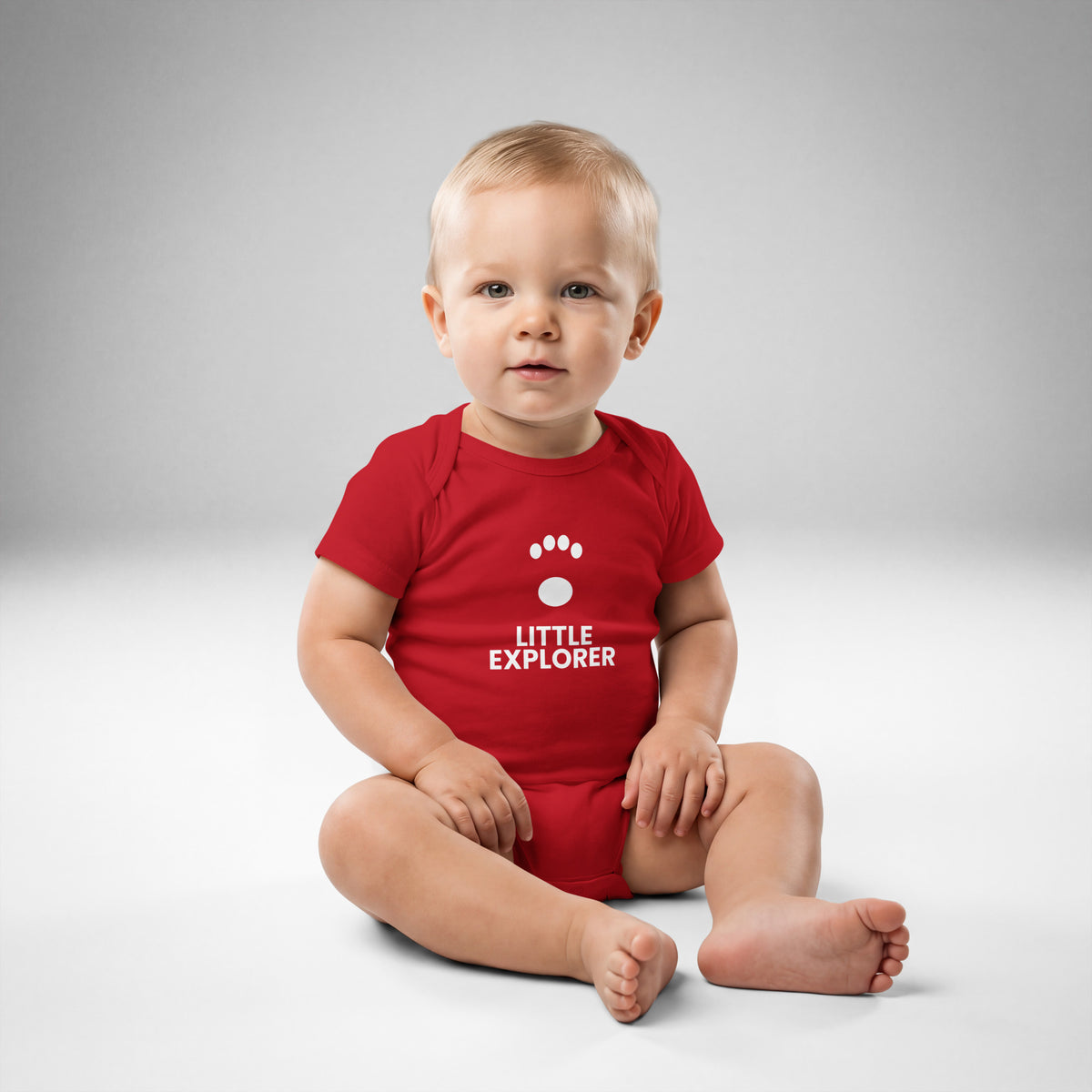 Little Explorer - Baby Jersey Bodysuit, Red, front view