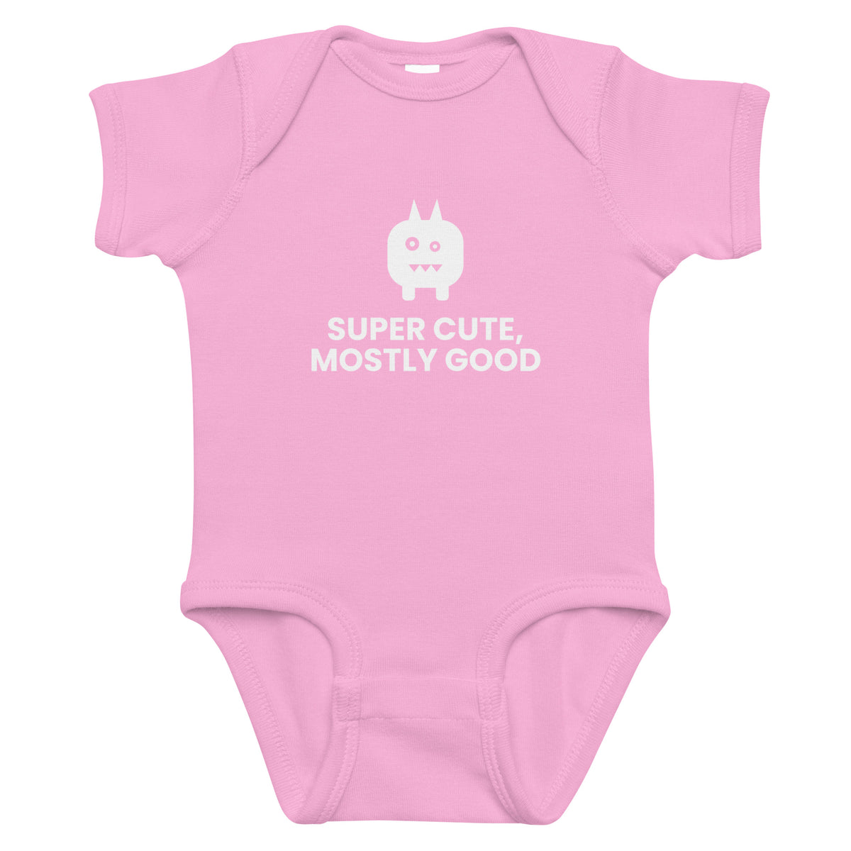 Super Cute, Mostly Good - Infant Bodysuit, Pink, front view