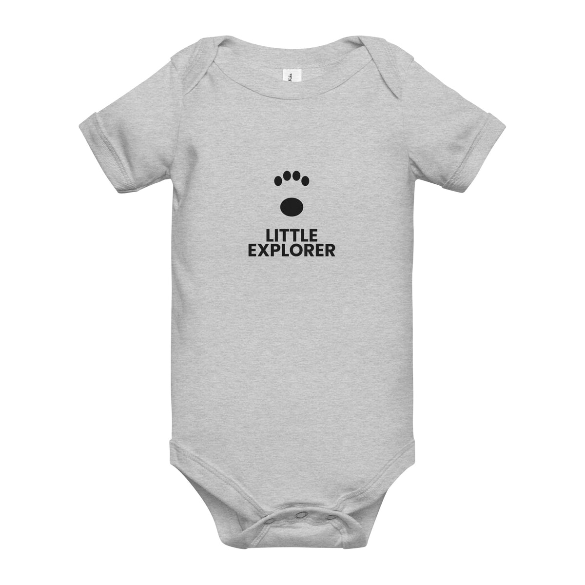 Little Explorer - Baby Short Sleeve One Piece, Athletic Heather, front view