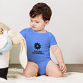 Future Superhero - Baby Short Sleeve One Piece, Heather Columbia Blue, front view